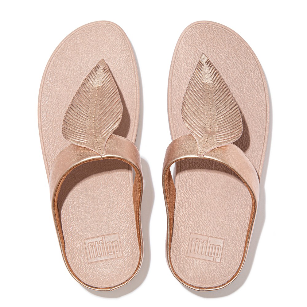 Fitflop Womens Sandals Rose Gold - Fino Feather Metallic Toe-post - EM7395260